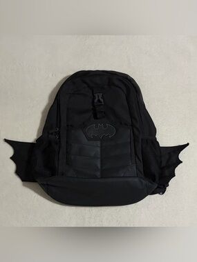 Black Batman Emblem Men's Backpack with Winged Side Panels